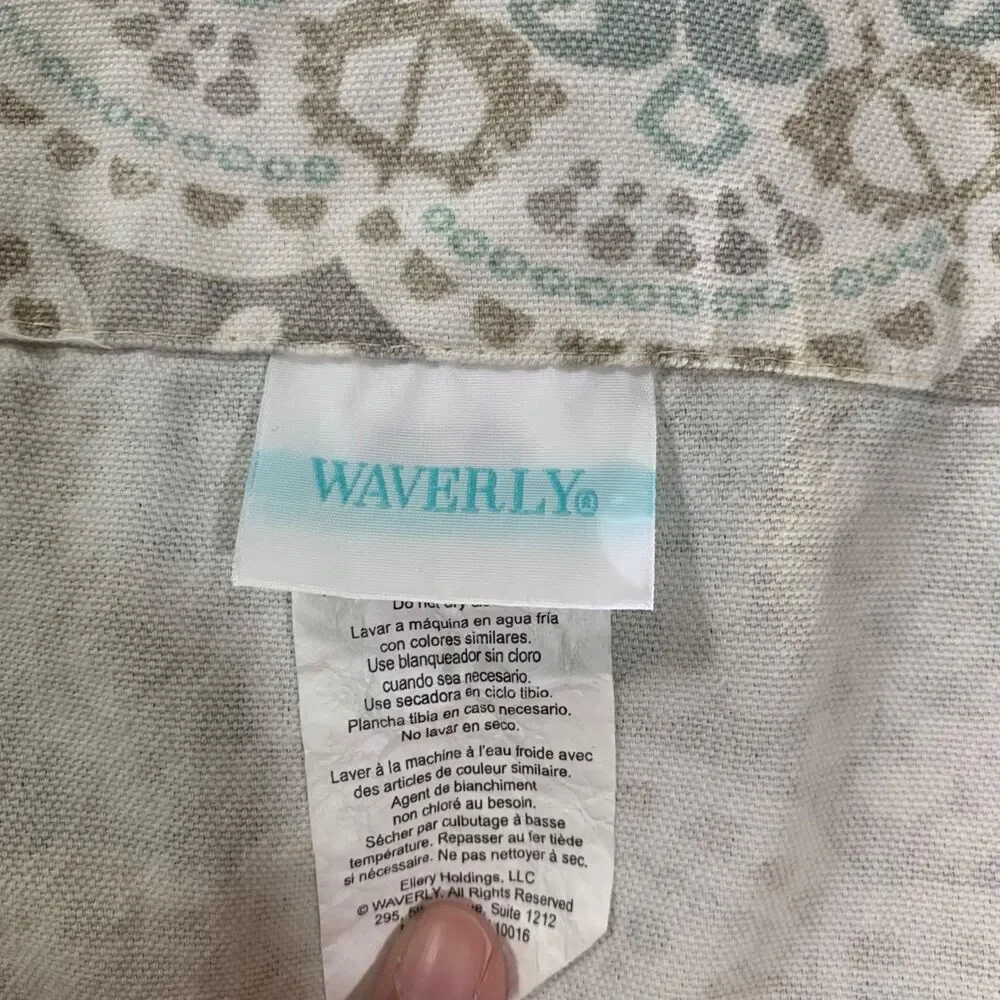 Waverly Set of 2 Blue Grey Paisley Coastal Vibes Cotton Valances 50x18